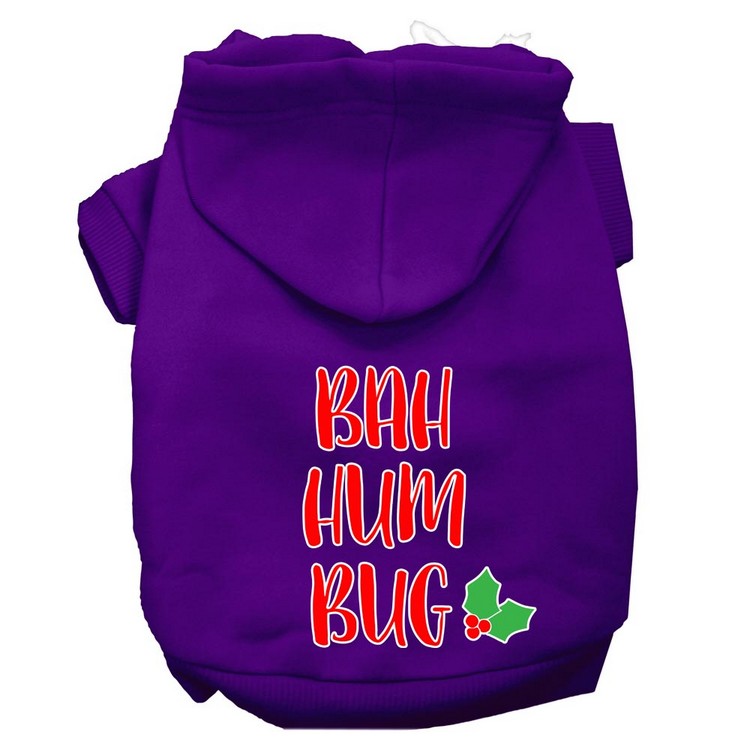 Bah Humbug Screen Print Dog Hoodie Purple XS